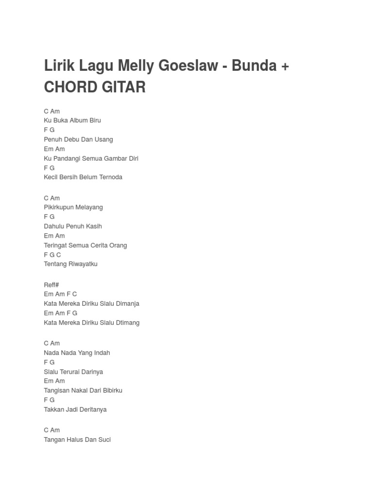 Lirik Lagu Bunda Melly Goeslaw