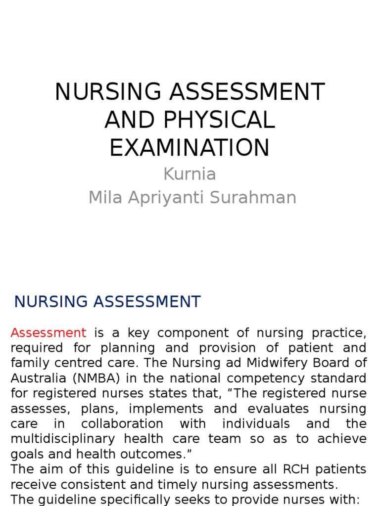 Nursing Assessment and Physical Examination PDF Physical