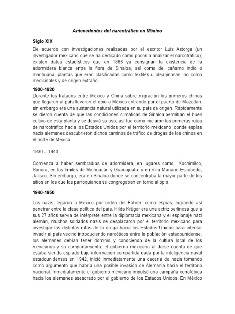 Historia del Narcotráfico en México | PDF | Comercio ilegal de drogas ...