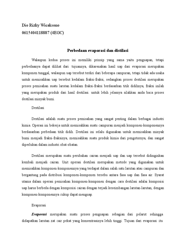 Perbedaan Evaporasi Dan Distilasi | PDF