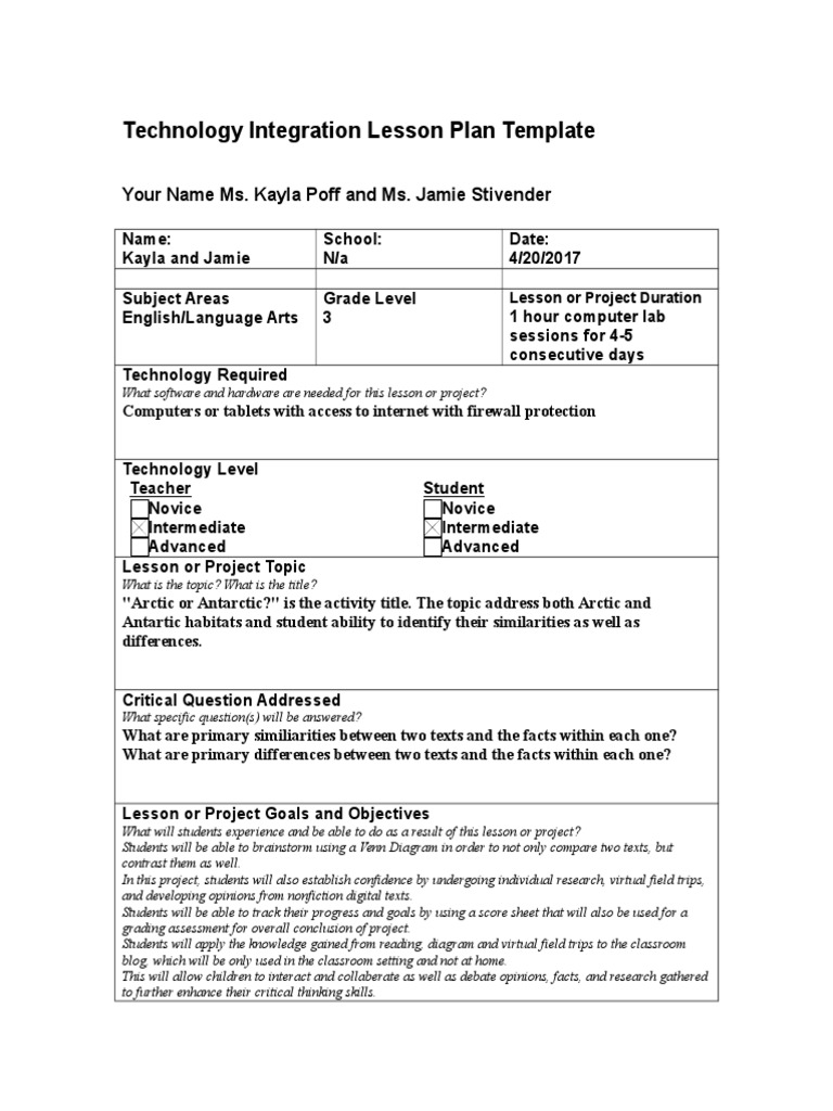 Technology Integration Lesson Plan | PDF | Lesson Plan | Educational ...