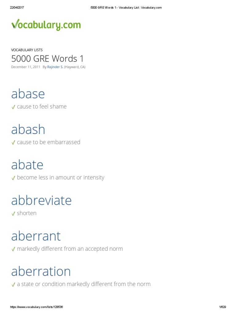 5000 GRE Words 1 - Vocabulary List - Vocabulary PDF | PDF | Asceticism ...