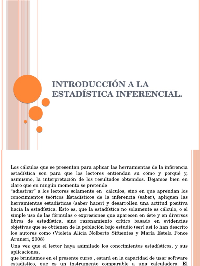 Introducción a La Estadística Inferencial Muestreo (Estadísticas) Estadísticas Prueba