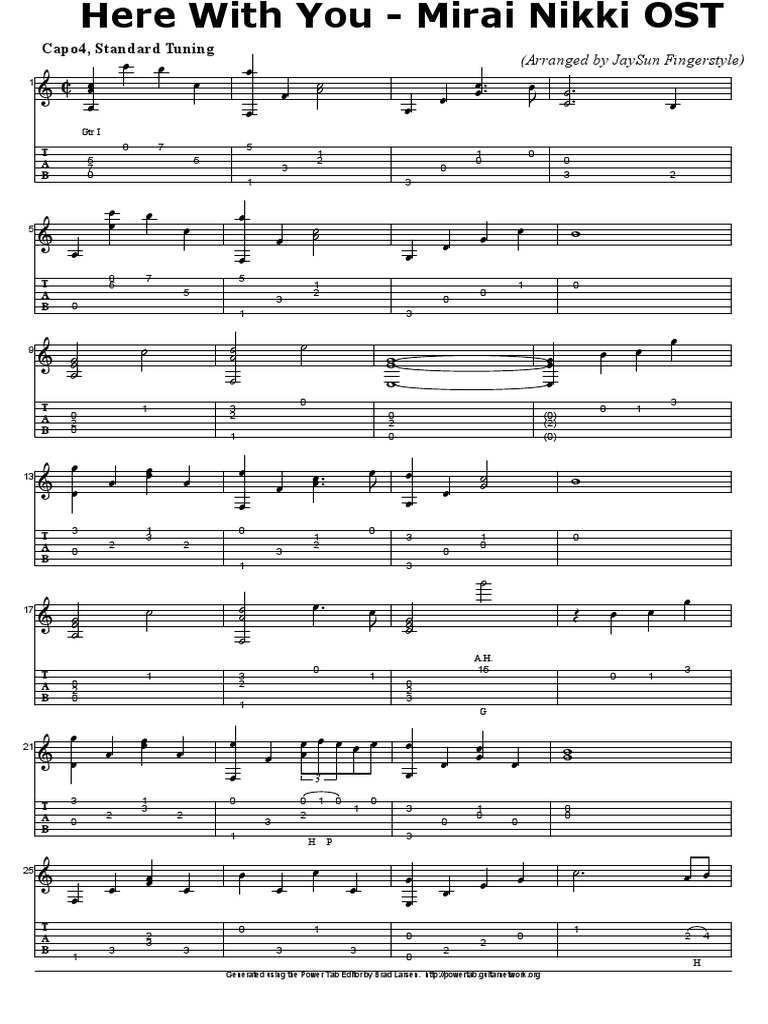 Mirai Nikki Here With You Piano Sheet