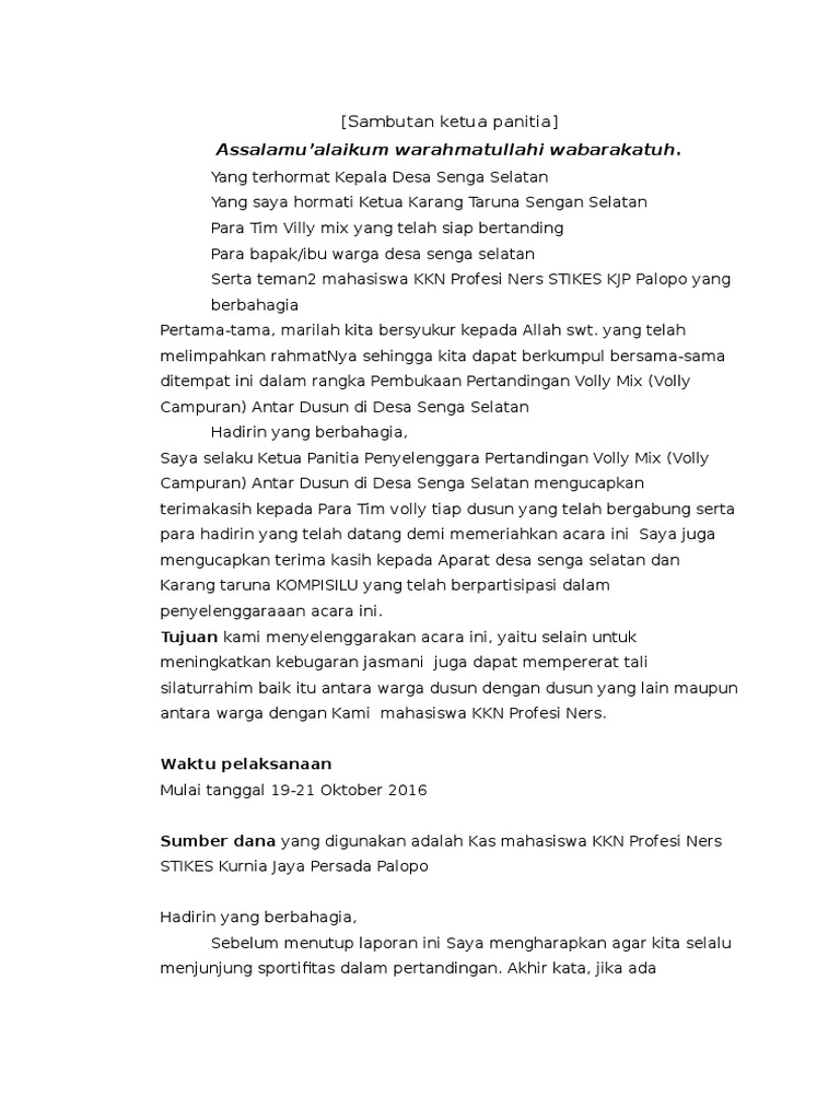 Sambutan Ketua Panitia