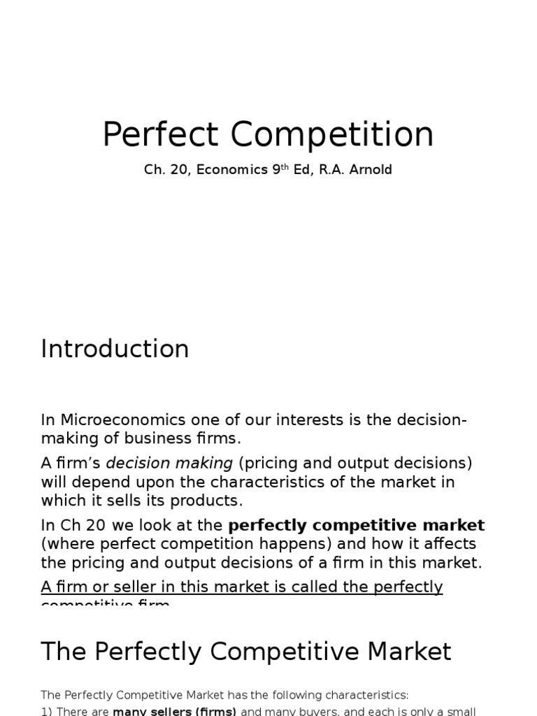 Understanding Perfect Competition | PDF | Perfect Competition ...