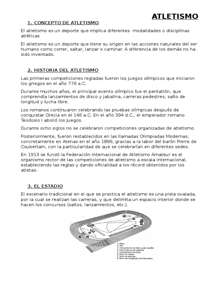 Concepto de Atletismo | PDF | Deporte del atletismo | Juegos de ...
