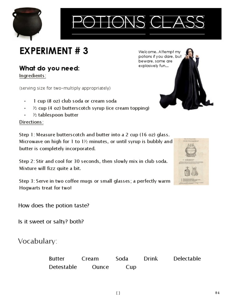 Hogwarts Potions Experiment Recipe | PDF