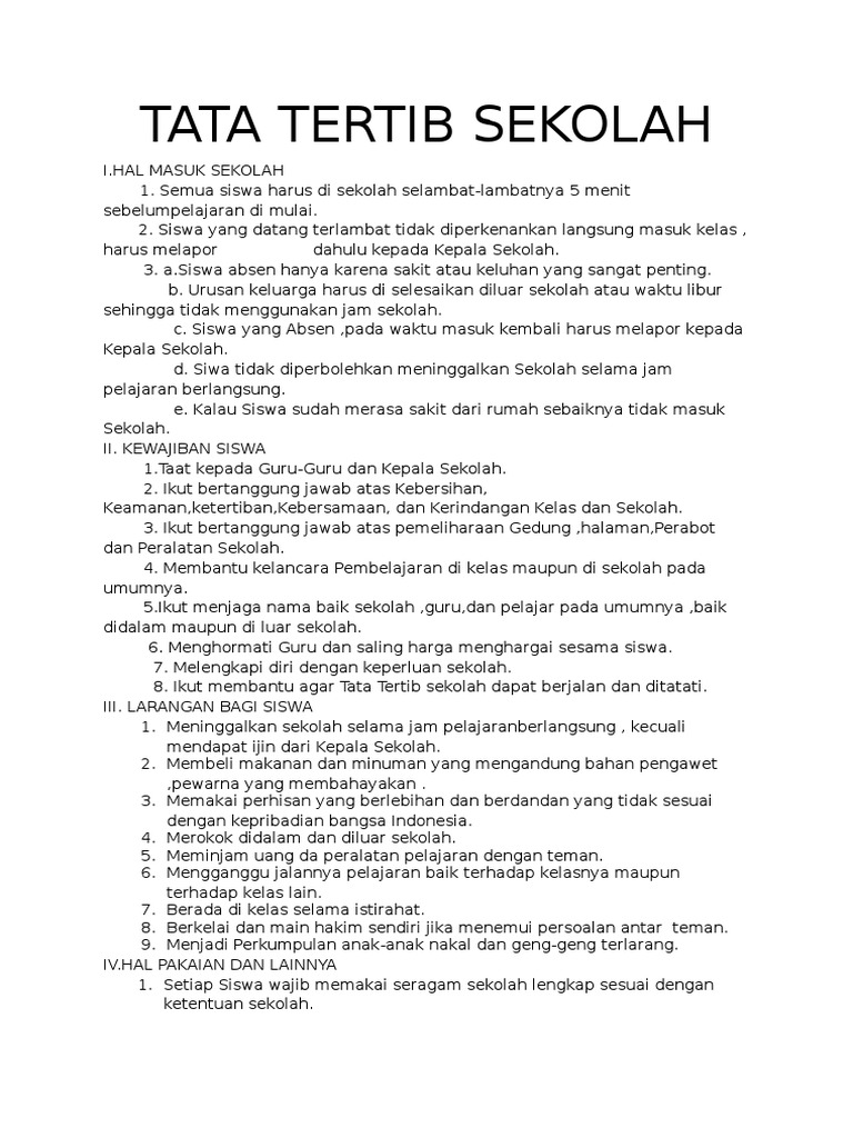 Tata Tertib Sekolah | PDF