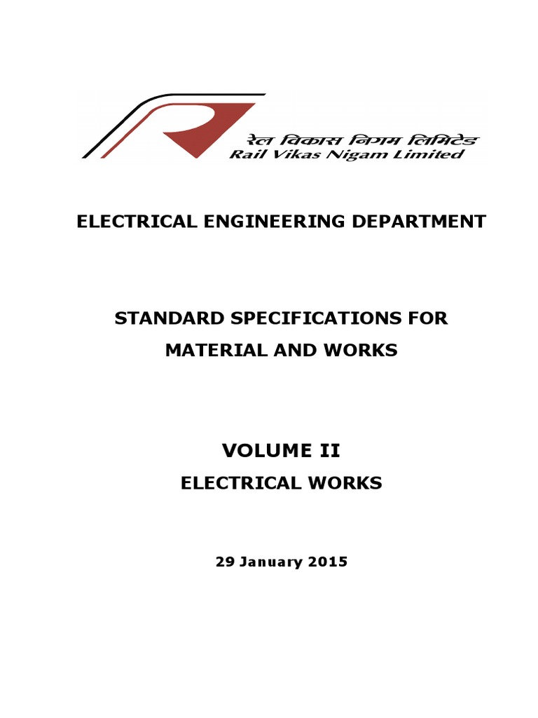 RVNL Specification, PDF, Electrical Wiring