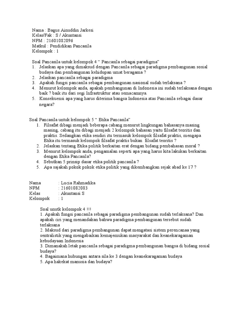 Soal Kelompok 1