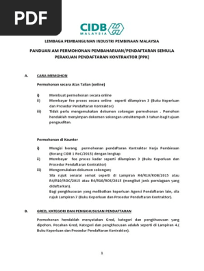 Cidb Permohonan Pembaharuan Ppk Pdf