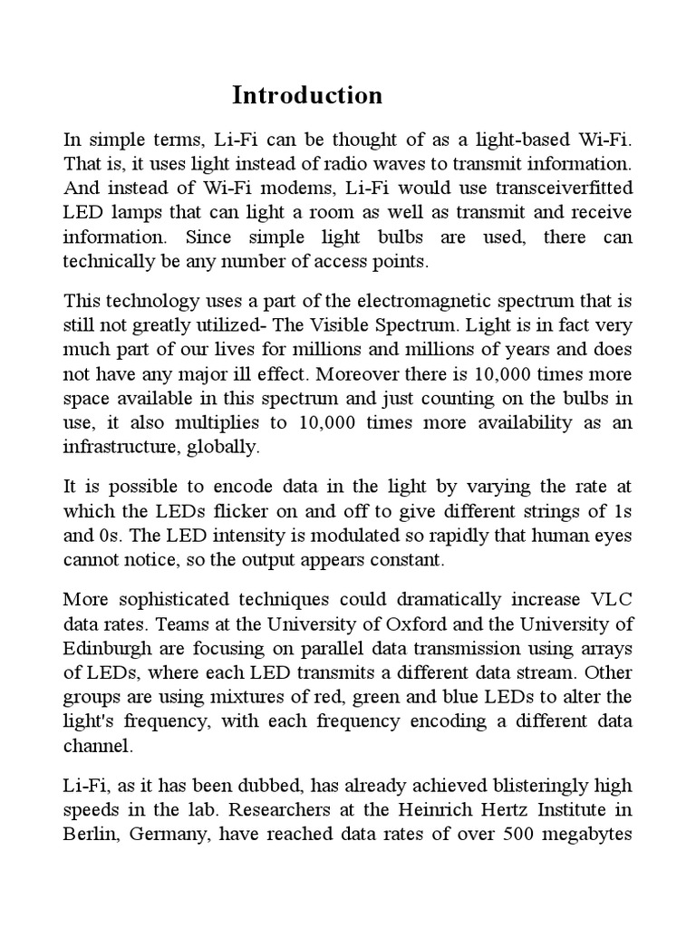 Lifi Documentation | PDF | Wi Fi | Light Emitting Diode