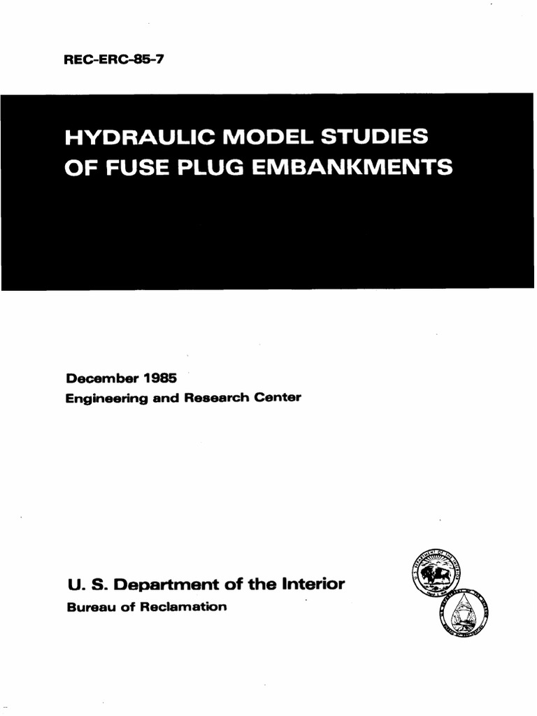 Hydraulic Model Studies of Fuse Plug Embankments PDF Spillway