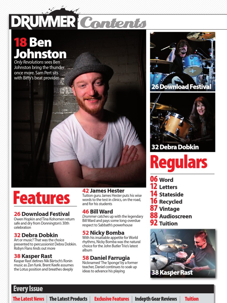 Drummer Magazine Issue 82 Contents Drum Kit Drumming