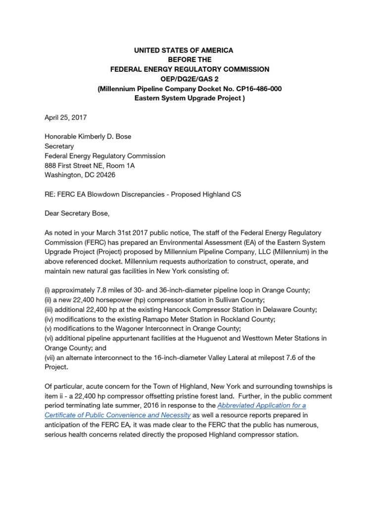 FERC Concerns on Highland Compressor Station | PDF | Federal Energy ...