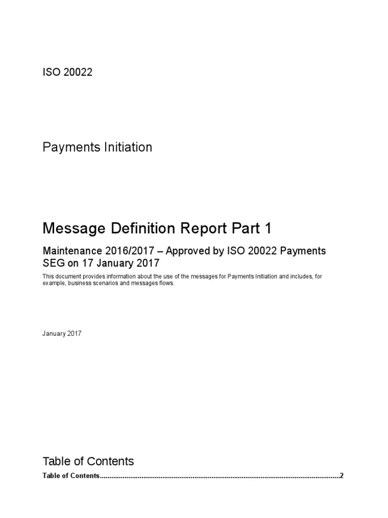ISO 20022 Payments Initiation Overview | PDF | Debits And Credits ...