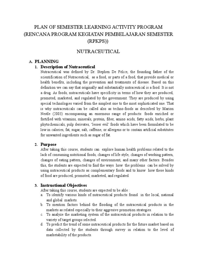 Nutraceutical Learning Activity Plan | PDF | Nutraceutical | Foods