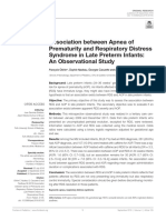 Association Between Apnea of Prematurity and Respiratory Distress Syndrome A Late Preterm Sepsis - An Observational Study