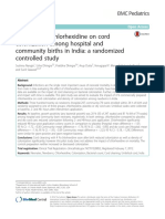 Effect of 4 % Chlorhexidine on Cord Colonization Among Hospital and Community Births in India a Randomized Controlled Study