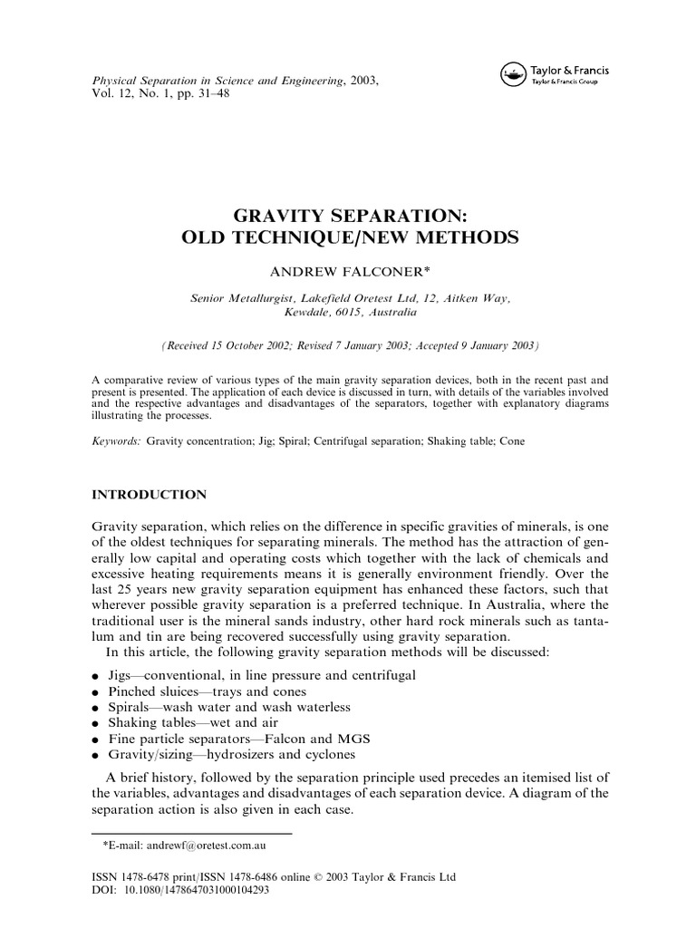 Gravity Separation PDF | PDF