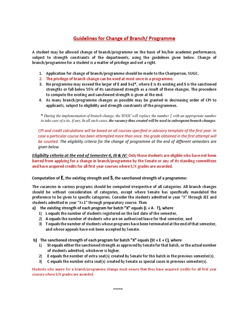 Change of Branch Guidelines for Students | PDF | Government | Social ...