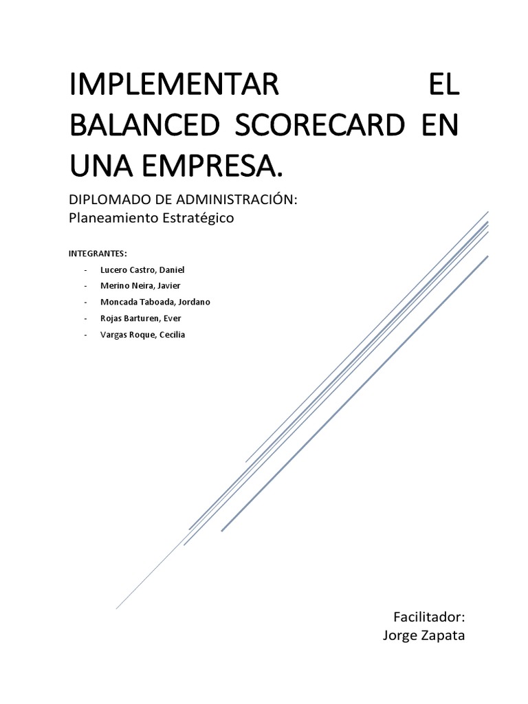 Implementación del Balanced Scorecard en Empresas | PDF | Planificación ...
