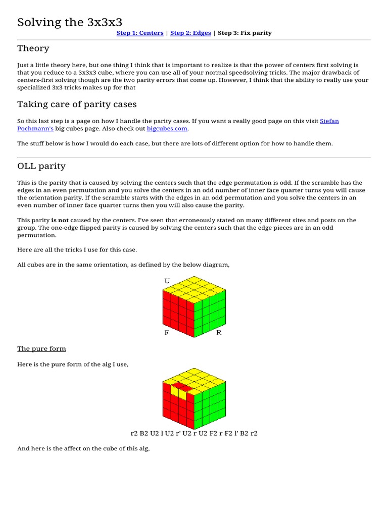 4x4 Cube Parity Solutions Guide | PDF | Teaching Mathematics