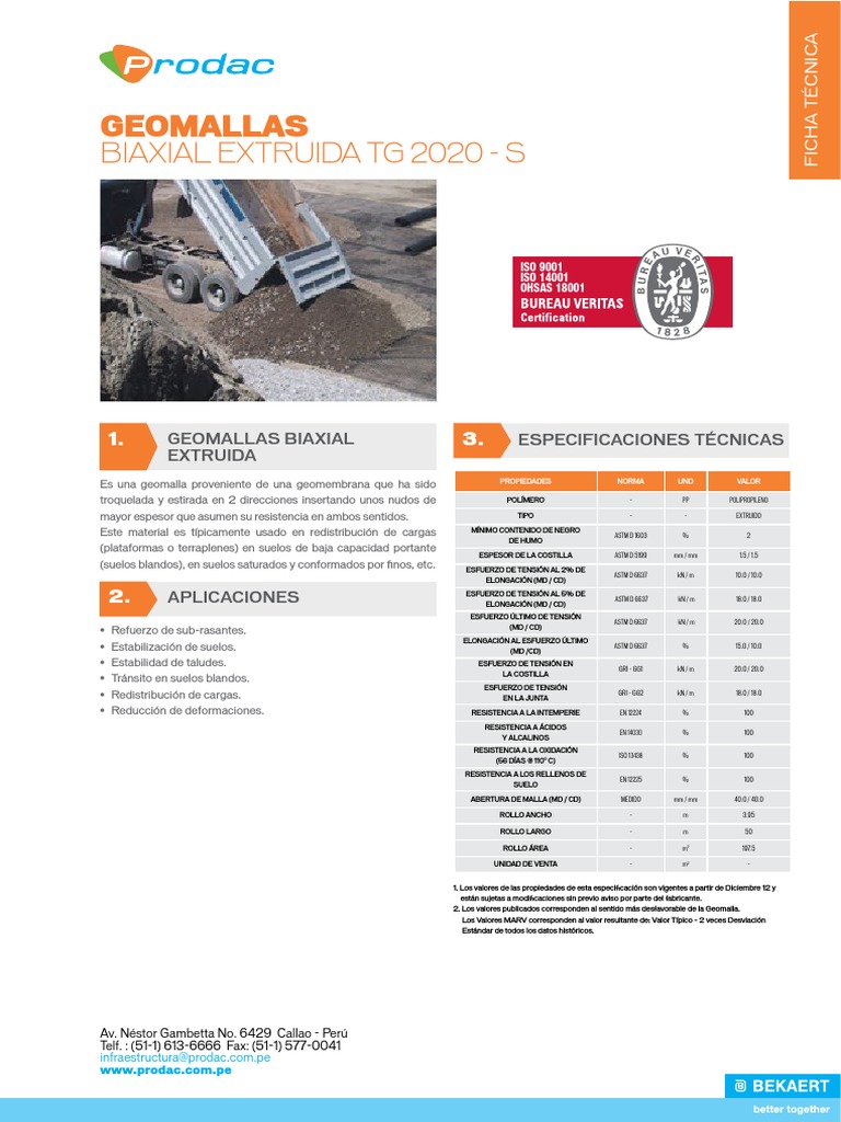 Geomallas Biaxiales TG 2020 - Ficha Técnica | PDF | Materiales | Ingeniería