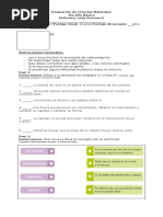 Evaluacion Ciencias Fuerza y Movimiento.