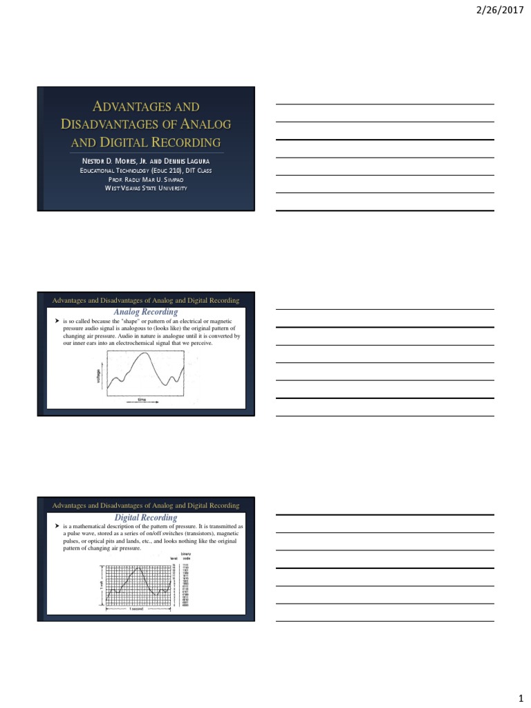 Advantages and Disadvantages of Analog and Digital Recording PDF