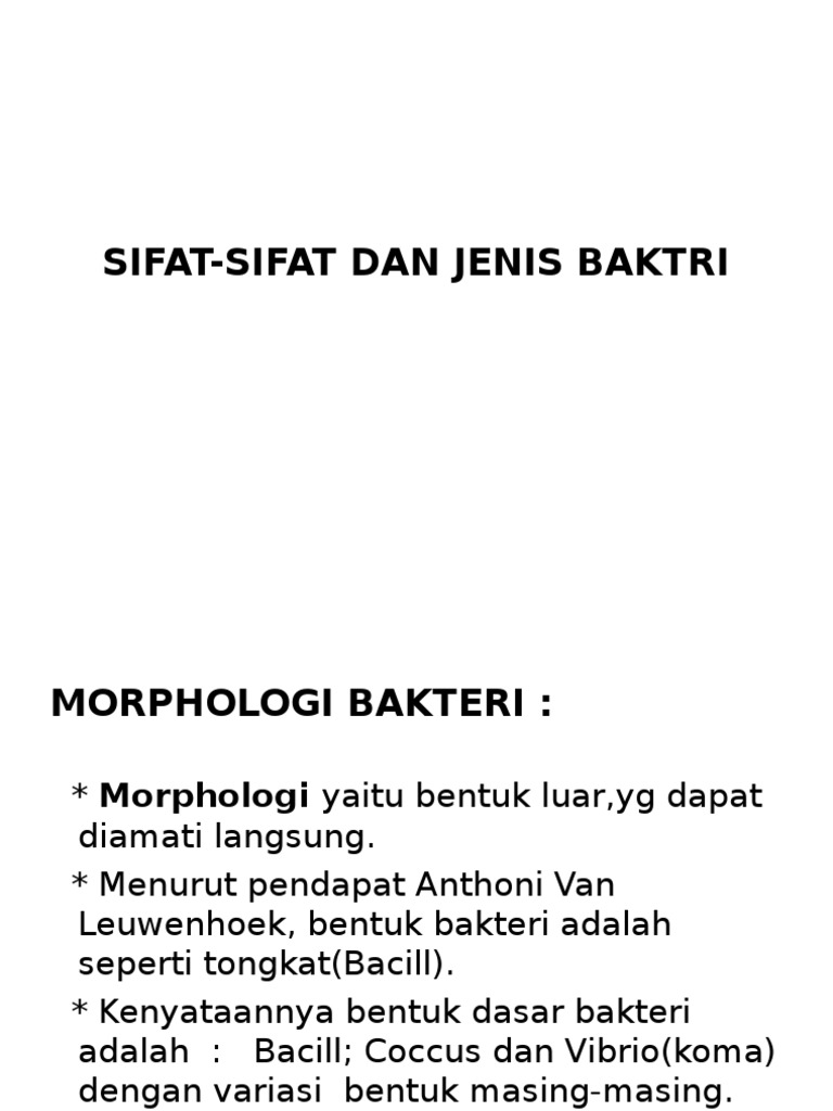 Sifat-sifat dan jenis bakteri