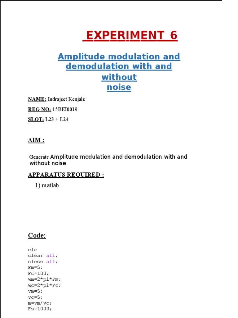 Amplitude Modulation Experiment Results | PDF | Teaching Methods ...