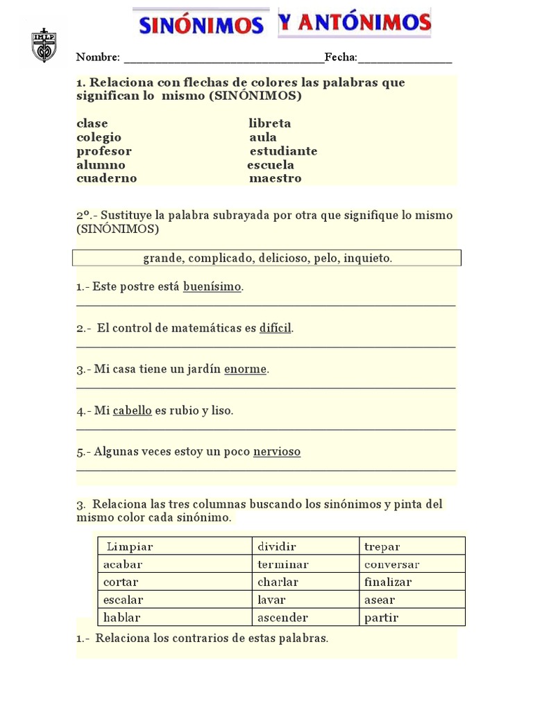 Guia de Sinonimo y Antonimo