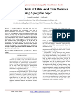 Selective Synthesis of Citric Acid From Molasses Using Aspergillus Niger