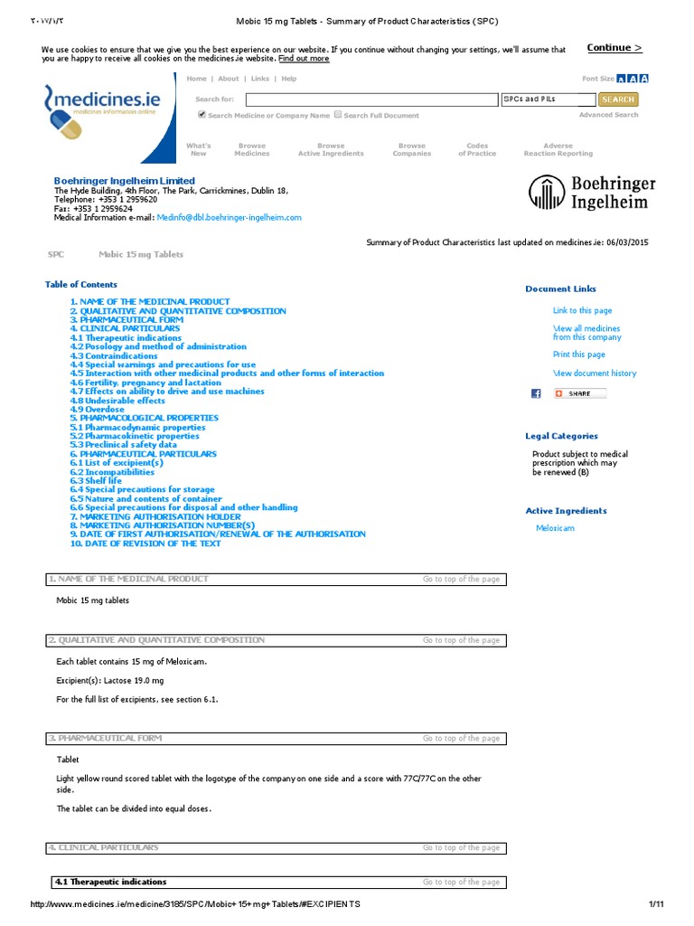 MOBIC TABLETS DOSAGE GUIDE visual data 2