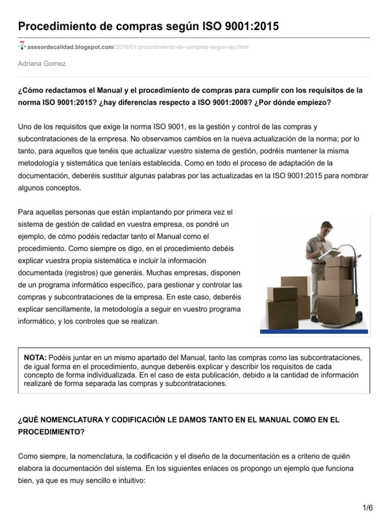 Procedimiento de Compras ISO 9001:2015 | PDF | Finanzas y dinero