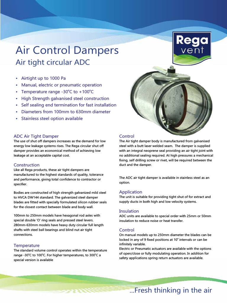 Air Tight Damper PDF Duct (Flow) Mechanical Engineering