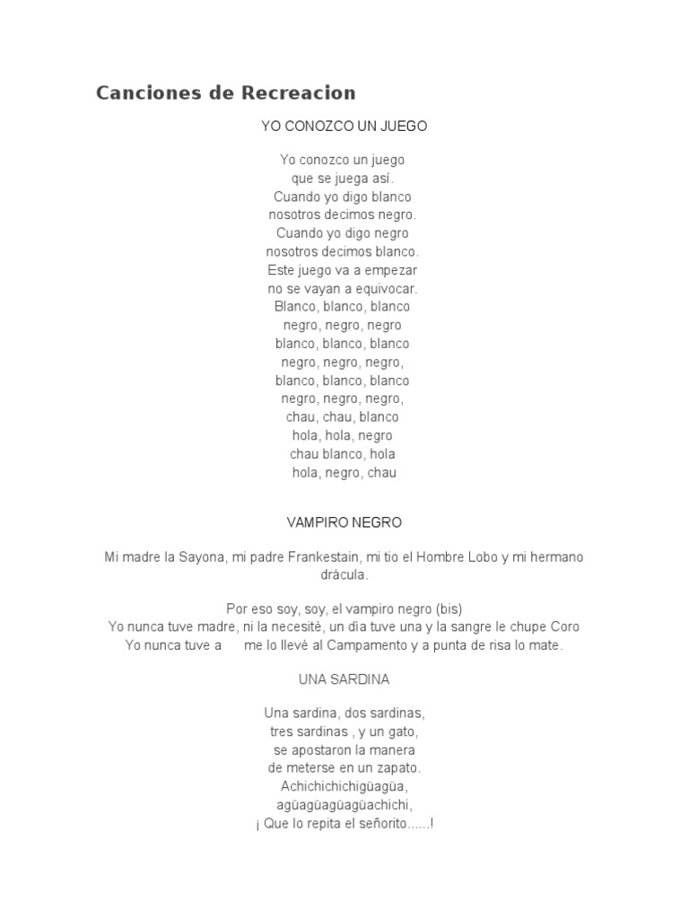 Canciones De Recreacion canciones de recreacion