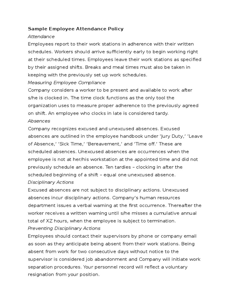 Employee Attendance Policy Overview | PDF | Motivation | Motivational