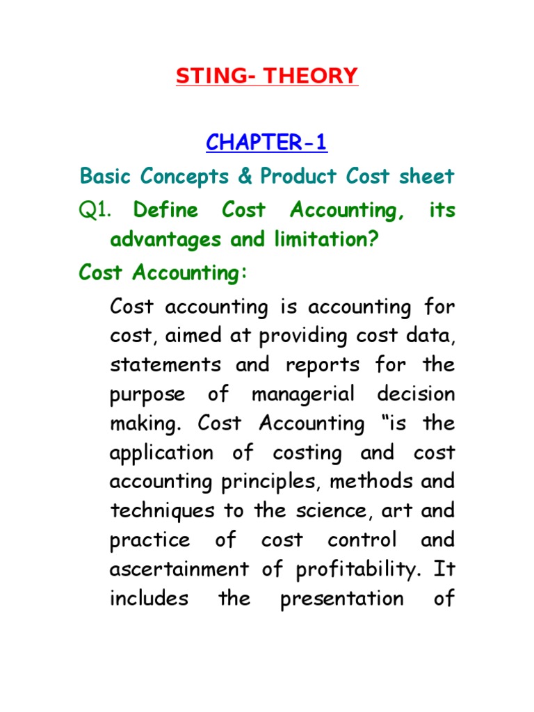 Costing Theory | PDF | Cost Accounting | Cost