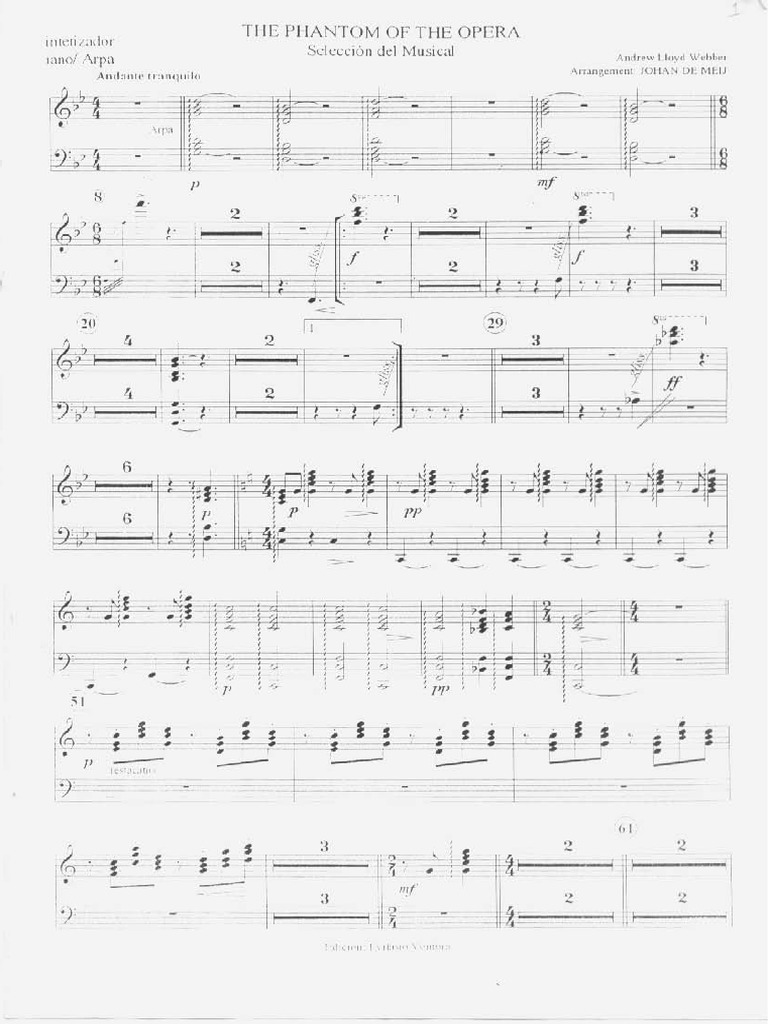 El Fantasma de La Opera (Piano) | PDF