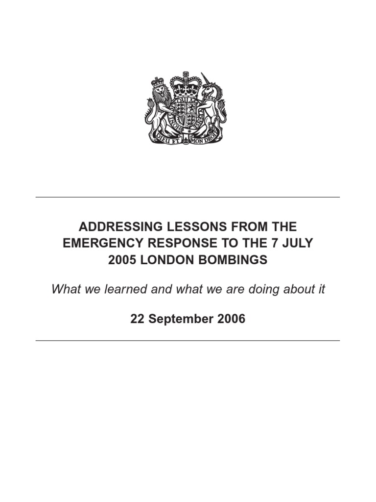 Addressing Lessons From The Emergency Response To The 7 July 2005 ...