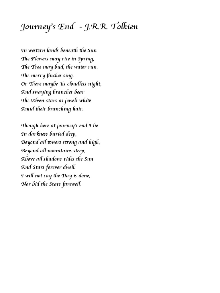 Journey's End: A Poem by J.R.R. Tolkien | PDF | Art | Poetry