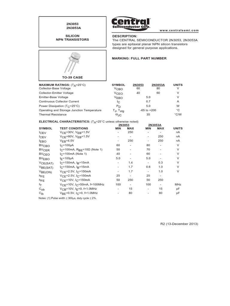 2n3053 | Bipolar Junction Transistor | Transistor