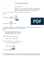 Specific Gravity Density Density Mass Mass: Experiment 3 - Specific Gravity of Liquids and Solids Application