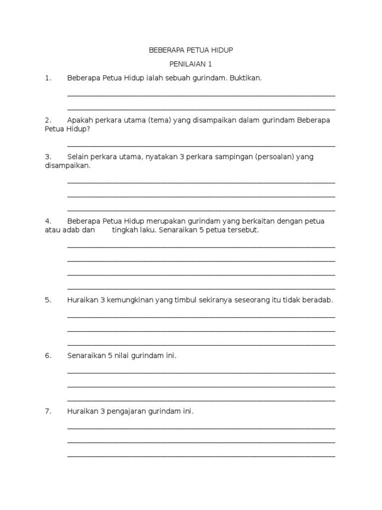 Beberapa Petua Hidup Pdf