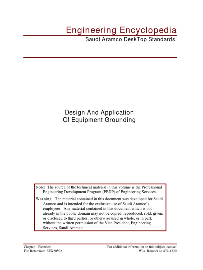 Saudi Aramco Equipment Grounding Standards | PDF | Electrical Conductor ...