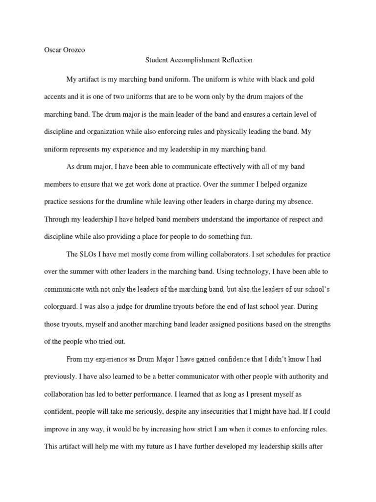 Student Accomplishment Reflection | PDF | Leadership | Cognition