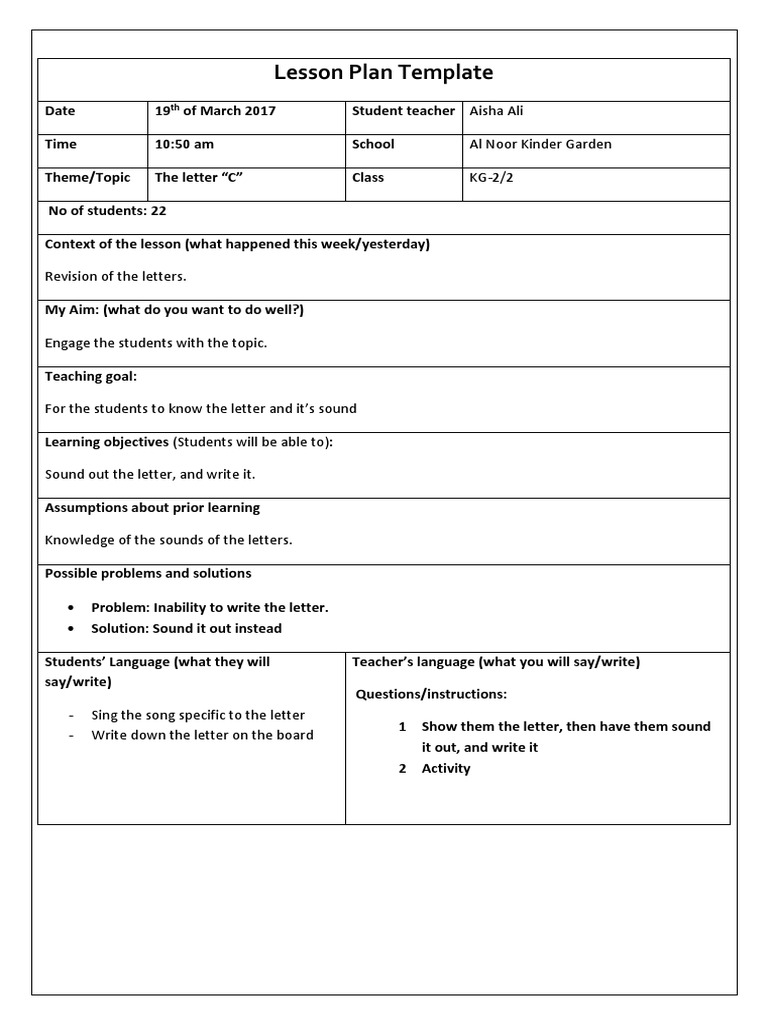 Lesson Plan 2 | PDF